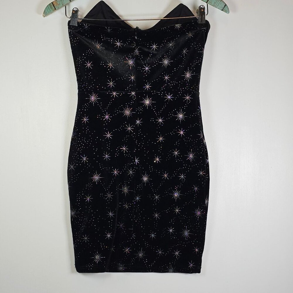 Superdown Stevie Sweetheart Mini Dress in Black Starburst Metallic, S, NWOT - Picture 5 of 5